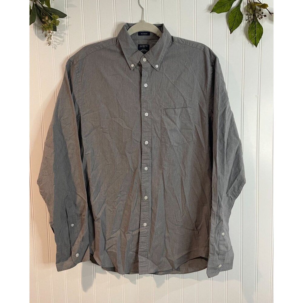 J.Crew Flex Washed Classic Fit Button-Up Shirt Gray M